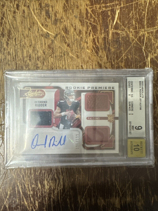 2022 Panini Absolute - Rookie Premiere Materials Autos #204 Desmond Ridder BGS 9