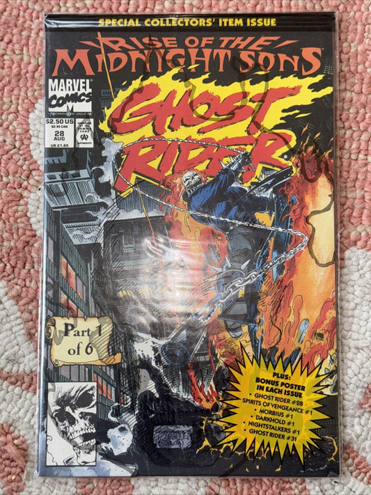 GHOST RIDER # 28 MARVEL COMICS August 1992 SEALED POLYBAG with POSTER LILITH 1st