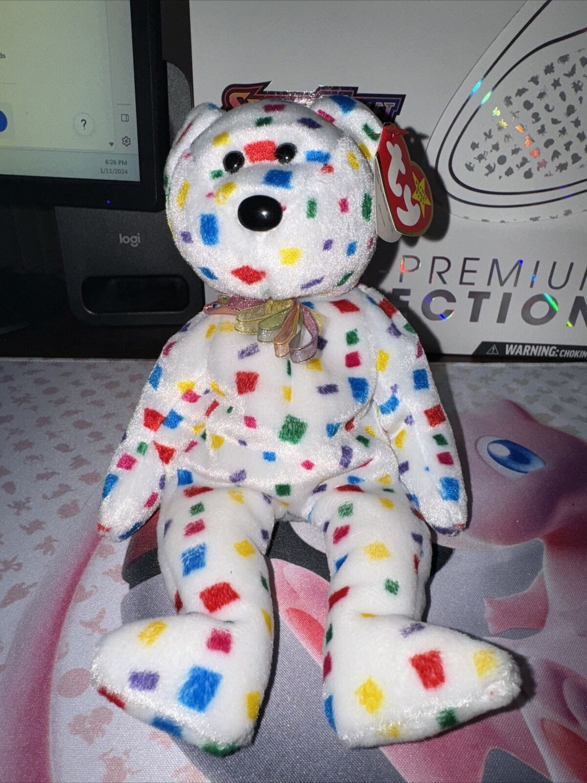 TY Beanie Baby "Ty 2K" Confetti Bear