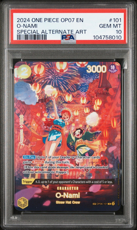 ONE PIECE OP07-500 YEARS IN THE FUTURE 101 O-NAMI SPECIAL ALT ART PSA 10
