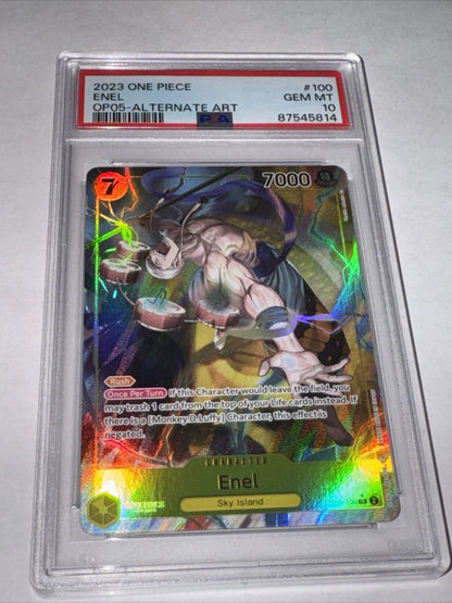 English One Piece Enel SR Alt Art OP05-100 Awakening of the New Era PSA 10