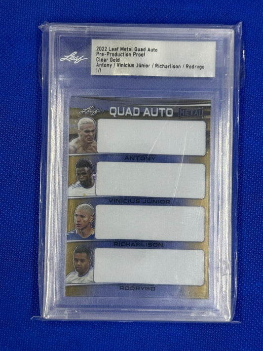 2022 Leaf Metal Quad Auto Vinicius Jr., Anthony, Rodrygo, Richarlison 1/1 Proof