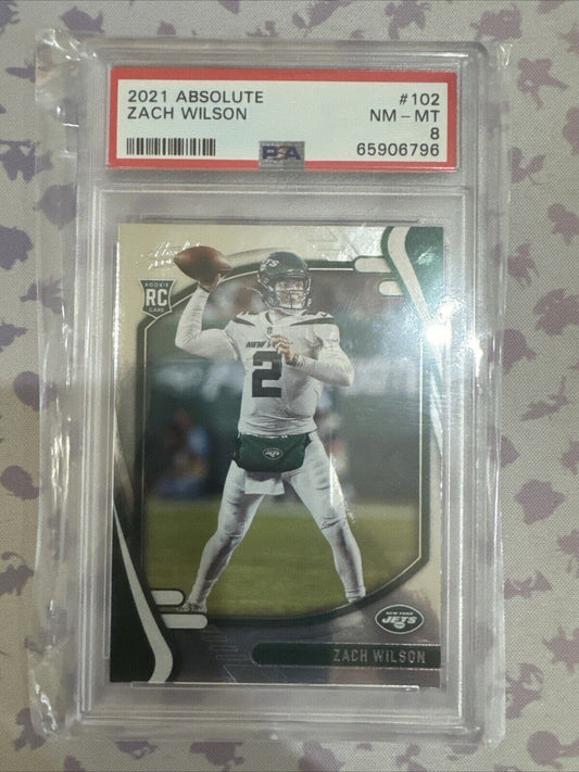 2021 Absolute Zach Wilson Rookie RC #102 PSA 9 MINT Jets