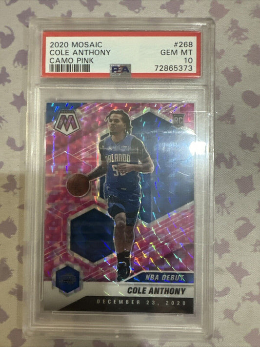2020 Mosaic Cole Anthony Camo Pink #268 Psa 10