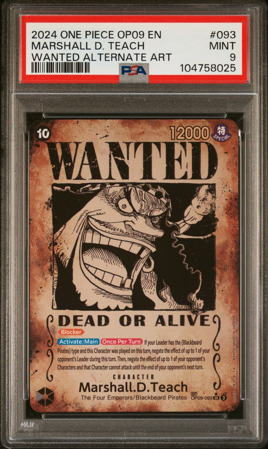 ONE PIECE OP09 - 093 MARSHALL D. TEACH WANTED ALT ART MINT 9