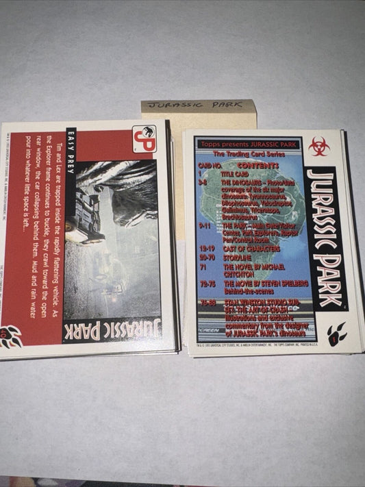 Complete Set of 88 Topps 1993 Jurassic Park Series 1 Trading Card w/ 11 Stickers