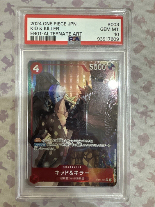 PSA 10 Kid & Killer EB01-003 Alternate Art One Piece Card Game Japanese Gem Mint