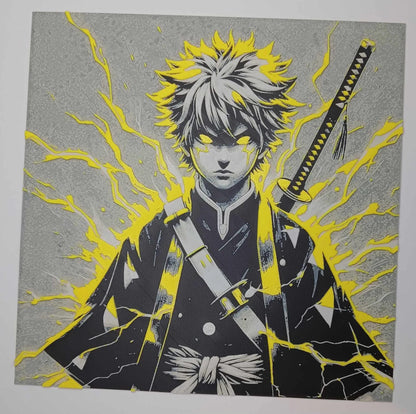 Zenitsu Agatsuma Hueforge Textured Art Prints