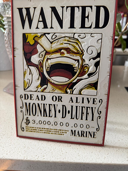 One Piece Wanted Poster (Luffy, Zoro, Straw Hats, Emperors, Warlords, Etc.) Textured Art Print Hueforge - Frame Sold Separately.