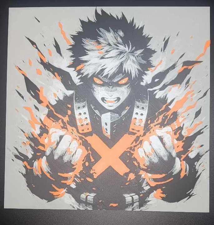 Katsuki "Dynamight" Bakugo Hueforge Textured Art Prints