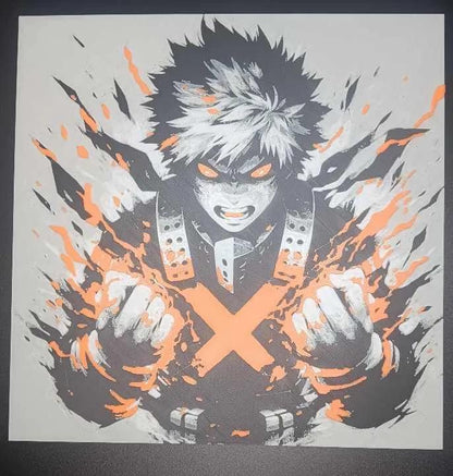 Katsuki "Dynamight" Bakugo Hueforge Textured Art Prints