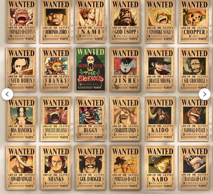 One Piece Wanted Poster (Luffy, Zoro, Straw Hats, Emperors, Warlords, Etc.) Textured Art Print Hueforge - Frame Sold Separately.