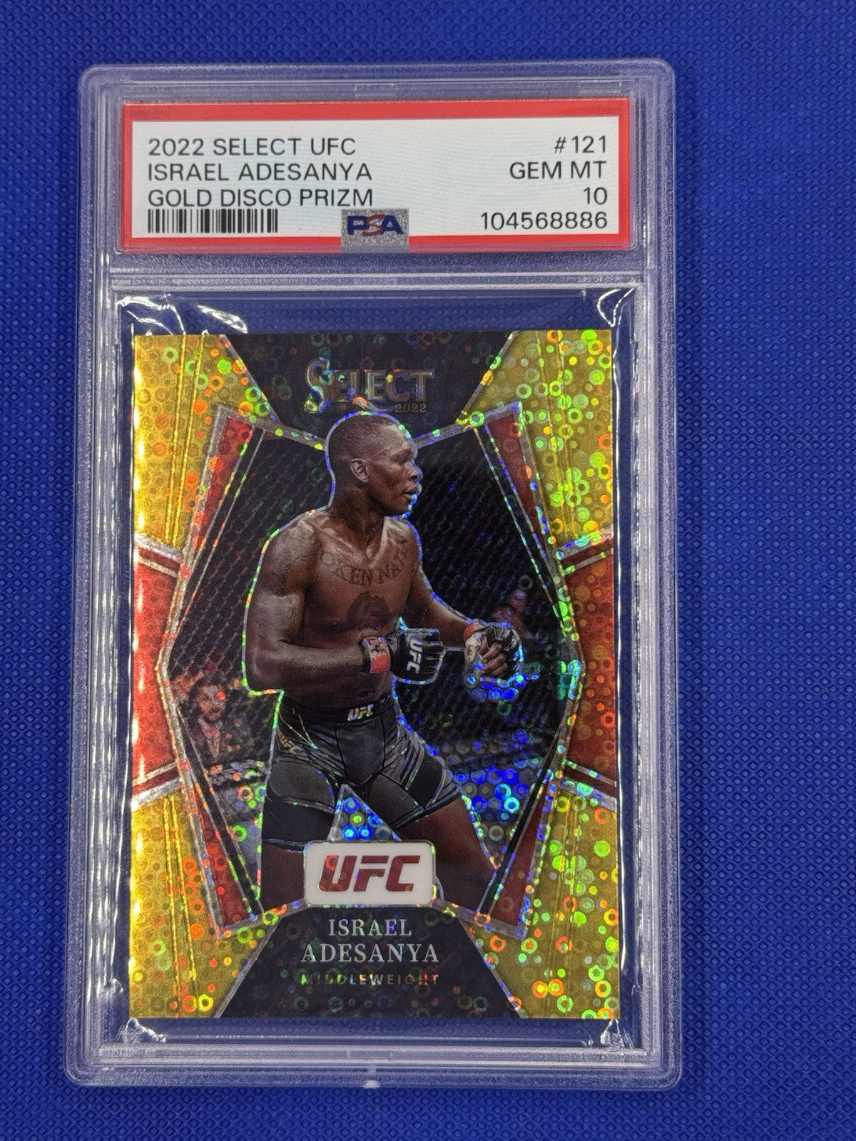 ISRAEL ADESANYA - 2022 SELECT UFC - #121 - GOLD DISCO PRIZM #4/10 - PSA 10 -