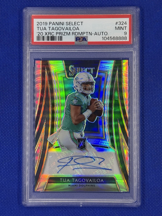 2019 Panini Select Tua Tagovailoa XRC Prizim Redemption Auto /99 PSA 9 MINT