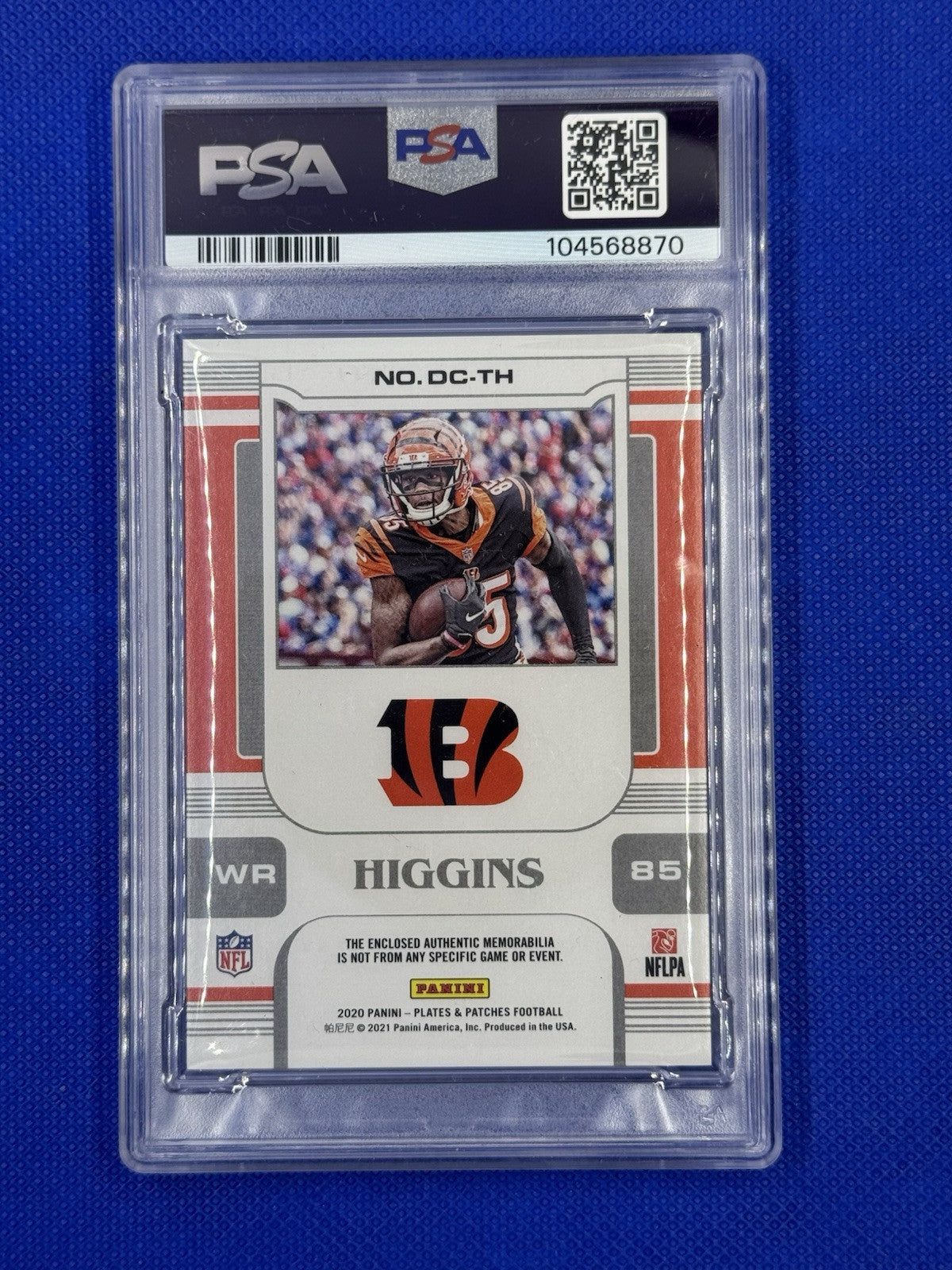2020 Panini Plates & Patches Double Coverage  #DCTH Tee Higgins RC  /99 PSA 8