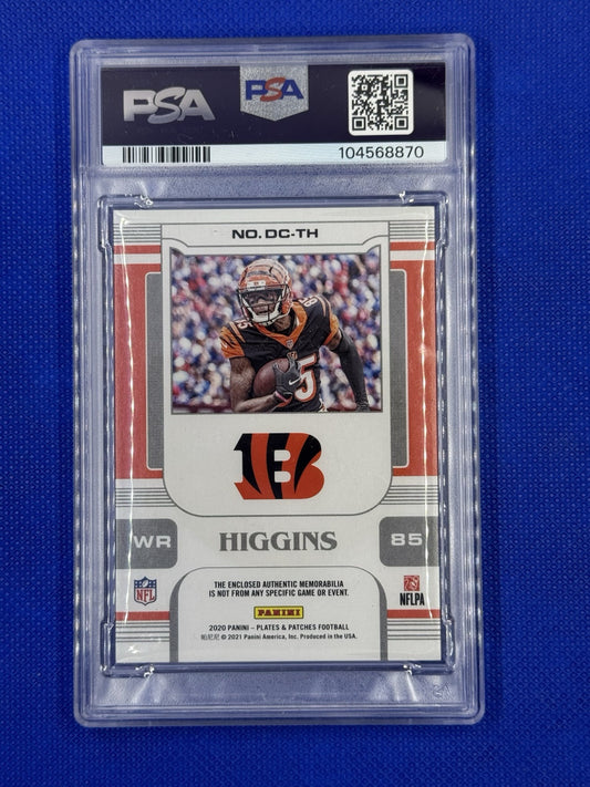 2020 Panini Plates & Patches Double Coverage  #DCTH Tee Higgins RC  /99 PSA 8