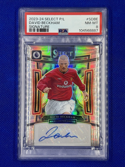 2023-24 Panini Select Premier League Sigs #SDBE David Beckham PSA 8 Auto ⚽🔥🏅