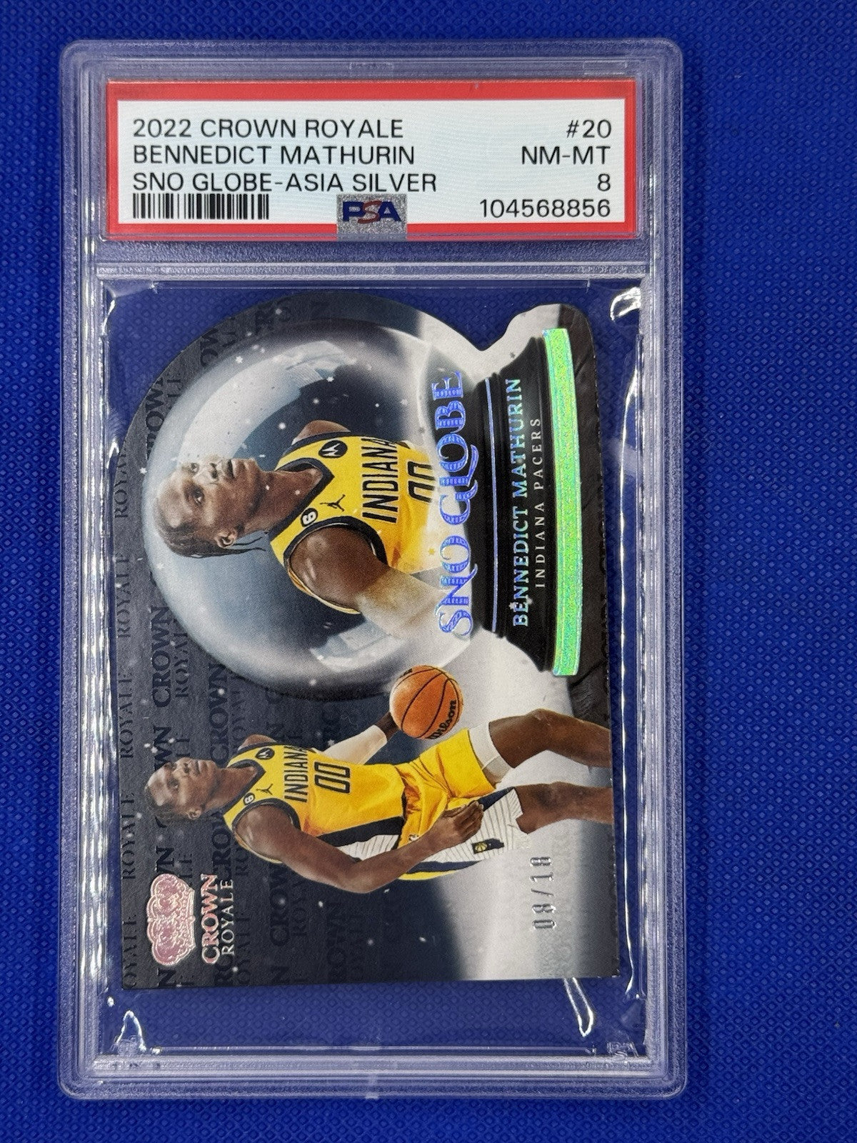 Crown Royale 2022-23 Bennedict Mathurin Sno Globe Die Cut Silver /18 PSA 8