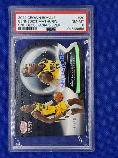 Crown Royale 2022-23 Bennedict Mathurin Sno Globe Die Cut Silver /18 PSA 8
